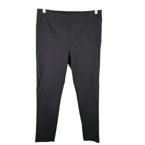 Tommy Hilfiger Black White Dot Print Stretch Career Pants Size 12 Preppy Classic